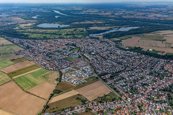 Aerial photograpy of City view on down town in Hochstetten in the state Baden-Wuerttemberg, Germany