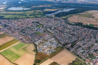 District Hochstetten in Linkenheim-Hochstetten in the state Baden-Wuerttemberg, Germany from the plane