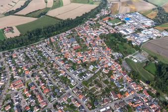 District Hochstetten in Linkenheim-Hochstetten in the state Baden-Wuerttemberg, Germany viewn from the air