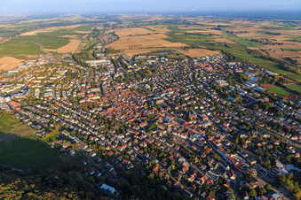 Aerial photograpy of City view from the west in Bad Bergzabern in the state Rhineland-Palatinate, Germany