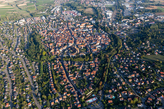 Aerial view of Wissembourg in the state Bas-Rhin, France