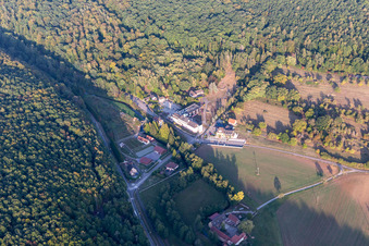 Aerial view of Liebfrauenthal, Hotel Restaurant Traiteur Le Palais Gourmand in Gœrsdorf in the state Bas-Rhin, France