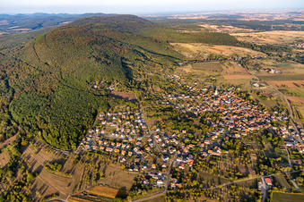 Aerial view of Village view in Gœrsdorf in the state Bas-Rhin, France