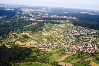 Aerial view of Kettelbachtal Nature Reserve in the district Ottenhausen in Straubenhardt in the state Baden-Wuerttemberg, Germany