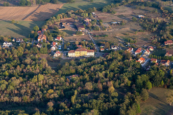 Bird's eye view of Merkwiller-Pechelbronn in the state Bas-Rhin, France