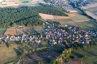 Kutzenhausen in the state Bas-Rhin, France viewn from the air