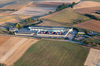 Aerial view of Building and production halls on the premises of Gunther Tools in Soultz-sous-Forets in Grand Est, France