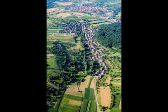 From the south in the district Niebelsbach in Keltern in the state Baden-Wuerttemberg, Germany