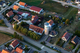Building of decorated water tower in Schoenenbourg in Grand Est, France