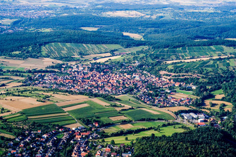 From the south in the district Dietlingen in Keltern in the state Baden-Wuerttemberg, Germany