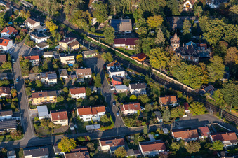 Germersheimer Street, Kandeler Street in Jockgrim in the state Rhineland-Palatinate, Germany out of the air