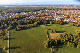 Aerial photograpy of Park on Ziegelbergstrasse in Jockgrim in the state Rhineland-Palatinate, Germany