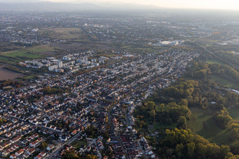 Bird's eye view of District Neureut in Karlsruhe in the state Baden-Wuerttemberg, Germany