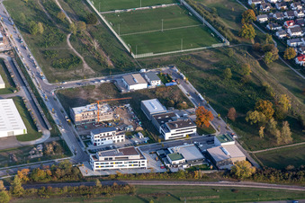 Johann-Georg-Schlosser Street commercial area in the district Neureut in Karlsruhe in the state Baden-Wuerttemberg, Germany