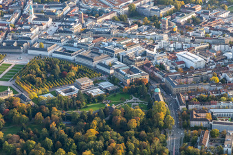 Aerial view of Karlsruhe Palace and Federal Constitutional Court in the district Innenstadt-West in Karlsruhe in the state Baden-Wuerttemberg, Germany