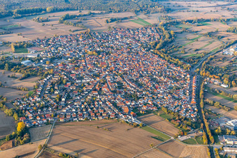 Oblique view of Hagenbach in the state Rhineland-Palatinate, Germany