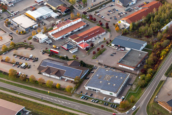 Schuh One, ALDI and Autohaus Euler in Bad Bergzabern in the state Rhineland-Palatinate, Germany