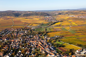 District Jerusalemsberg in Kirchheim an der Weinstraße in the state Rhineland-Palatinate, Germany from above