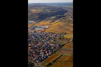 Aerial view of District Sausenheim in Grünstadt in the state Rhineland-Palatinate, Germany