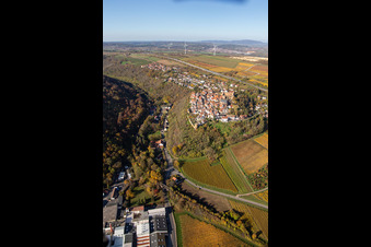 Aerial view of Neulingen Castle in Neuleiningen in the state Rhineland-Palatinate, Germany