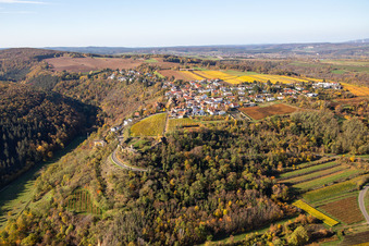 Autumnal colored village view in Battenberg in the state Rhineland-Palatinate, Germany