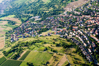Aerial view of Town View of the streets and houses of the residential areas in Keltern in the state Baden-Wurttemberg