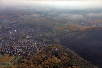 Landeck Castle in Klingenmünster in the state Rhineland-Palatinate, Germany seen from above