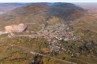 Quarry for the mining and handling of Basalt-Actien-Gesellschaft near Albersweiler in the state Rhineland-Palatinate