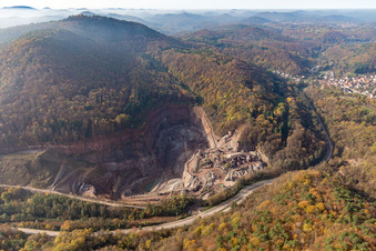 Aerial view of Palatinate Granite in Waldhambach in the state Rhineland-Palatinate, Germany