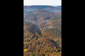 Aerial view of Dörrenbach in the state Rhineland-Palatinate, Germany