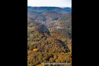 Aerial photograpy of Dörrenbach in the state Rhineland-Palatinate, Germany