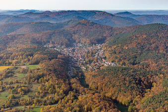 Oblique view of Dörrenbach in the state Rhineland-Palatinate, Germany