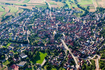 Aerial photograpy of From the southeast in the district Ellmendingen in Keltern in the state Baden-Wuerttemberg, Germany