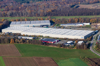 Horst industrial park with Magna Exteriors, Zufall Logistics, STS Group and Thermo Fisher in the district Minderslachen in Kandel in the state Rhineland-Palatinate, Germany