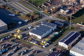 Building and production halls on the premises of WWV Waermeverwertung GmbH & Co. KG in Kandel in the state Rhineland-Palatinate, Germany