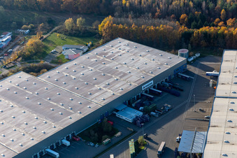 Bird's eye view of Horst industrial park with Magna Exteriors, Zufall Logistics, STS Group and Thermo Fisher in the district Minderslachen in Kandel in the state Rhineland-Palatinate, Germany