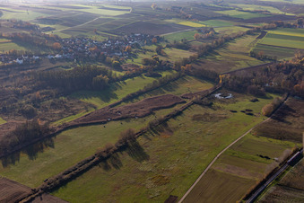 Oblique view of Billigheimer Bruch, Erlenbachtal between Barbelroth, Hergersweiler and Winden in the district Mühlhofen in Billigheim-Ingenheim in the state Rhineland-Palatinate, Germany