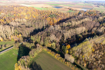 Oblique view of Billigheimer Bruch, Horbachtal between Barbelroth, Hergersweiler and Winden in Barbelroth in the state Rhineland-Palatinate, Germany