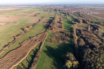 Billigheimer Bruch, Erlenbachtal between Barbelroth, Hergersweiler and Winden in the district Mühlhofen in Billigheim-Ingenheim in the state Rhineland-Palatinate, Germany from a drone