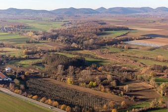 Billigheimer Bruch, Erlenbachtal between Barbelroth, Hergersweiler and Winden in Hergersweiler in the state Rhineland-Palatinate, Germany from the plane