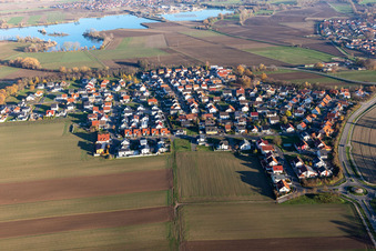Bird's eye view of District Hardtwald in Neupotz in the state Rhineland-Palatinate, Germany