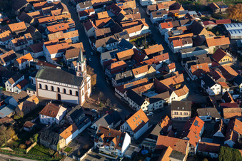 Aerial photograpy of Neupotz in the state Rhineland-Palatinate, Germany