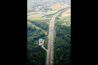 Mutschelbach, A8 motorway parking lot in the district Untermutschelbach in Karlsbad in the state Baden-Wuerttemberg, Germany