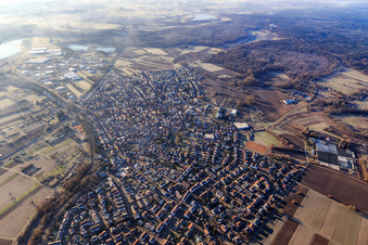 City view from the north in Hagenbach in the state Rhineland-Palatinate, Germany