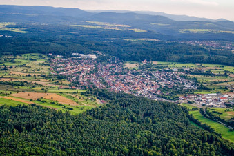 From the north in the district Langensteinbach in Karlsbad in the state Baden-Wuerttemberg, Germany