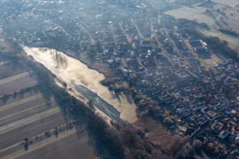 Aerial view of Tank ditch in Neuburg am Rhein in the state Rhineland-Palatinate, Germany