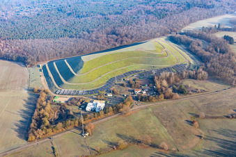 Photovoltaic panels on the sealed landfill Kreismuelldeponie of the district Germersheim in Berg (Pfalz) in the state Rhineland-Palatinate, Germany