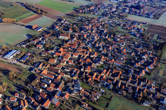 Aerial view of Village view from the southwest in Kapsweyer in the state Rhineland-Palatinate, Germany