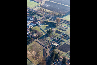 Aerial view of Tank blocker line of WW 2nd in Steinfeld in the state Rhineland-Palatinate, Germany