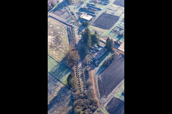 Aerial photograpy of Tank blocker line of WW 2nd in Steinfeld in the state Rhineland-Palatinate, Germany